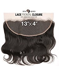 Diva Queen 100% Virgin Human Hair Unprocessed Brazilian Weave 13x4 Lace Frontal Closure Natural Body (NATURAL) (18")