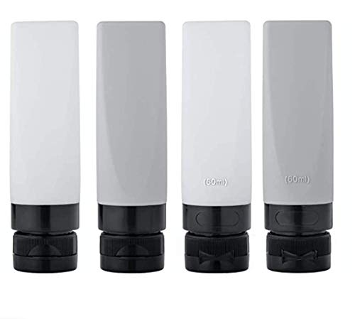 Lune Inc TSA Portable Travel Bottles 2oz 4 Pack With Clear Toiletry Bag | Leak Proof Silicone Travel Size Toiletries Containers | Reusable Airline Approved Liquid Containers For Carry On Luggage |