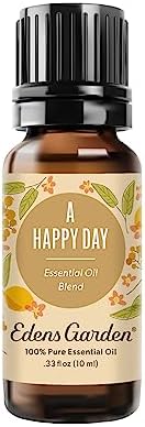 Edens Garden A Happy Day Essential Oil Blend- 100% Pure Premium Grade, Undiluted, Natural, Therapeutic, Aromatherapy, The Best for Diffusing, Skin, Candle, Laundry, Humidifier 10 ml (.33 fl oz)