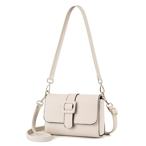 Bolsa Feminina dBolsa Feminina de Couro Macio - Alças duplas ajustáveis (Ombro/Crossbody), Multiuso para Dia a Dia, Festas e Viagense Couro Macio (Branco)