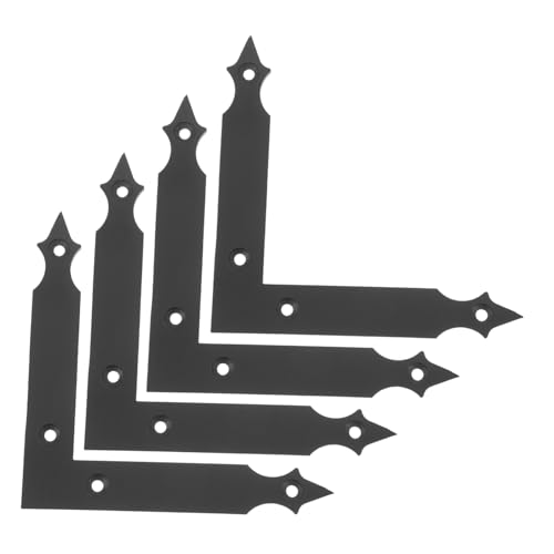 DOITOOL 4pezzi Staffa Angolare Decorativa Rustica Carbonio Per Porte Da Fienile Cancelli Da Giardino e Garage Con Vite Inclusa