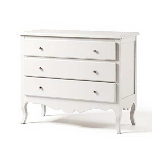 Mar.c.a. Design - Cassettiera in Legno 107x52x89 cm 3 Cassetti - Cassettiera Arte Povera Gambe Curve Made in Italy