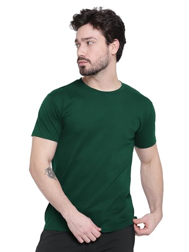 Image of BEYOUNG Cotton Regular Fit Plain T-Shirt for Men | Flexible Round Neck | Casual T-Shirt | Solid T-Shirt | Half-Sleeves | Stylish T-Shirt