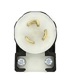 Leviton 15 Amp, 125 Volt, NEMA L5-15P, 2P, 3W, Locking Plug, Industrial Grade, Grounding, Angle, 4720-CA, Black-White