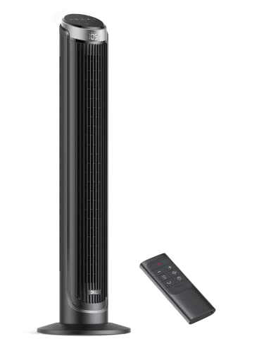 Dreo Ventilador de torre Cruiser Pro con mando a distancia, 7,3 m/s de velocidad, 90° oscilante, refrigeración silenciosa, 3 modos, temporizador de 12 horas, pantalla LED, dormitorio oficina.