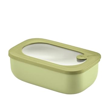 Guzzini - Kitchen Active Design, STORE&MORE BIO, Contenitore Ermetico Rettangolare per Frigo/Freezer/Microonde - Verde Avocado, 20 x12 x h7cm | 900 ml - 171001253