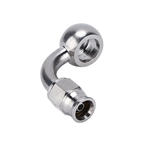 Adaptador AN-3 banjo eye de 90 grados en acero inoxidable para frenos de alta resistencia