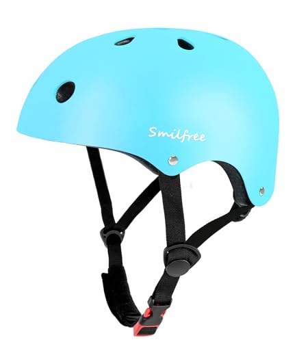 Smilfree Fahrradhelm Kinder Jungen Skaterhelm: Leicht Fahrradhelm Kinder Mädchen Ab 3 Jahren - Skaterhelm Kinder Kinderhelm für Fahrrad Skateboard Scooter BMX Kind & Erwachsene (Blau, M)