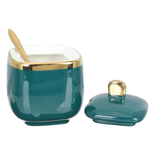PRETYZOOM 1 Juego Tarro De Especias Inicio Tarro Con Cuchara Frasco Criba Vibradora Jarabe Dispensador De Azúcar Recipientes Para Condimentos Con Tapa Paquete Mini Bol Green Acero Inoxidable