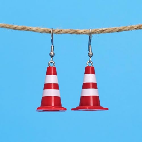 Creative Traffic Cone Dangle Earrings for Women Charm Statement Jewelry Traffic Warnings Lightweight Earrings for Friends Fishhook Earring4