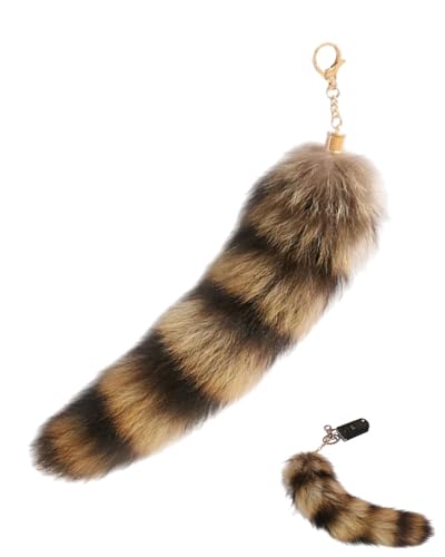FDCGAS Fuchsschwanz Anhänger Schlüsselanhänger,1 pcs Fell Schwanz Keychain Extra Groß Schlüsselring Tasche Zusätze Auto Schlüsselketten Anhänger Weich Flaumig Dicht Dekoration Natürliche Farben,30cm