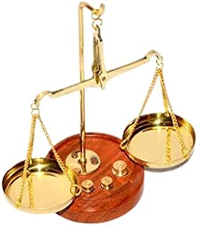 Royalantique Graceful Brass Antique Weighing Scale Balance Justice Law Scale Decoration Divine Item Jewellery with Complete Weight Vintage Weighing Machine Taraju Apothecary Scale