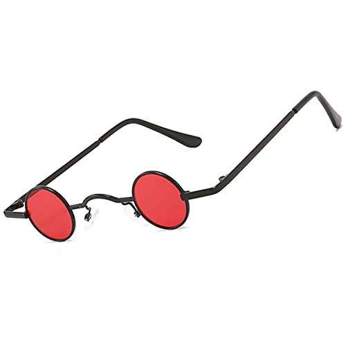 OGOBVCK gafas de sol redondas pequeñas creativas decoración fiesta gafas de playa hombres mujeres (RedBlack)