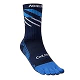 Toe socks Running Athletic Anti-Blister Wicking Coolmax Five Finger Crew Socks Seamless Anti-odor Blue Medium 1 Pairs