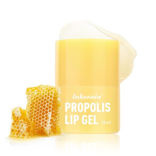 Gel labbra alla propoli, burrocacao al miele, balsamo e maschera idratante per la notte, idratazione a lunga durata per 12 ore, regali per donne, dispenser igienico a rotazione (0,5 fl.oz / 15ml)