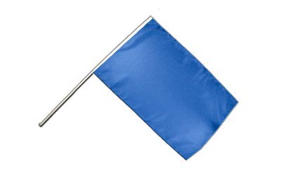 Drapeau bleu 60x90 cm Digni sur hampe bois pour pavoisement extérieur et défilé associatif