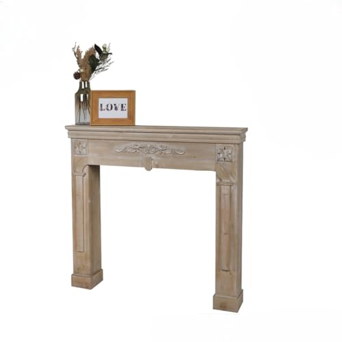 Urban Living Cottage Contour de Cheminée décorative en bois naturel Ceruse 107x17x100 cm