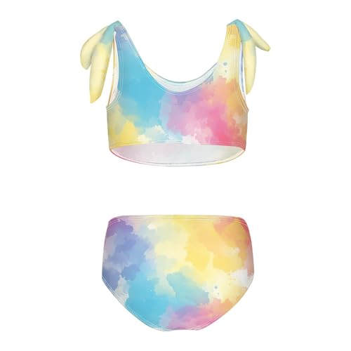KLL Rainbow Gradient Girl Two Piece Bikini Set Quick-Dry Swimsuits Swimming Suits Adjustable Shoulder Strap2