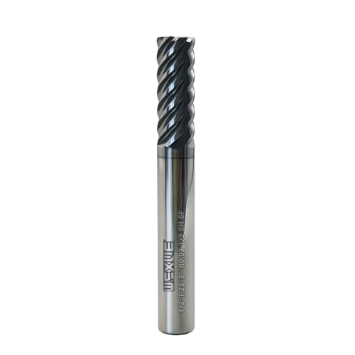 Image of Tools Carbide End Mills,6 Flute Corner Radius Milling Cutter,High Helix Angle for High Hardness Steel Finshing Milling Processing - 1 /2 Shank (1 /2-3 inch 1PCS)