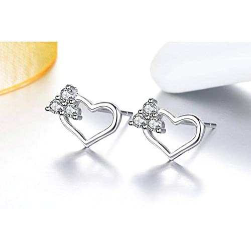 Pendientes de aro de plata joyería de mujer con corazón transparente 5