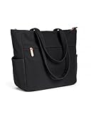 szyanlai Corduroy Tote Bags for Women Large Tote Bag with Zipper Shoulder Bags Handbags for College School Work Shopping Travel (Black)