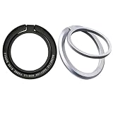 ZXTGBQ 2pcs Soporte Anillo Magnético Movil, 360° de Rotación Universal, Anillo Móvil con Metal, Desmontable Agarre Magnético Móvil, para iPhone y Android, Negro y Plata