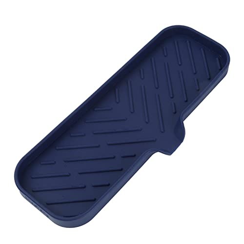 MicoYang Silicone Bathroom Soap Dishes with Drain Spout-Kitchen Sink Organizer,Sponge Holder,Dish Soap Tray,Perfect for Dispenser,Scrubber,Bottle,Cup on Sink or Counter-Navy Blue 12"×4" by MicoYang - Used condition - US$8.89