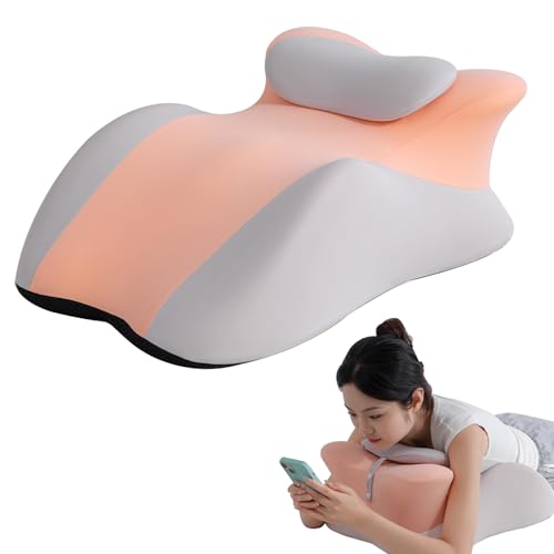 SheRest Adjustable Headrest Reading Pillow for Bed Adults - Memory Foam Back Support Wedge for Acid Reflux, Snoring & Legs, Pink and Gray (22.8"x15"x9")