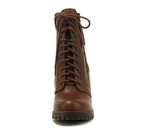 Image of Soda Women's Malia Faux Lace Up Chunky Lug Sole Combat Boot