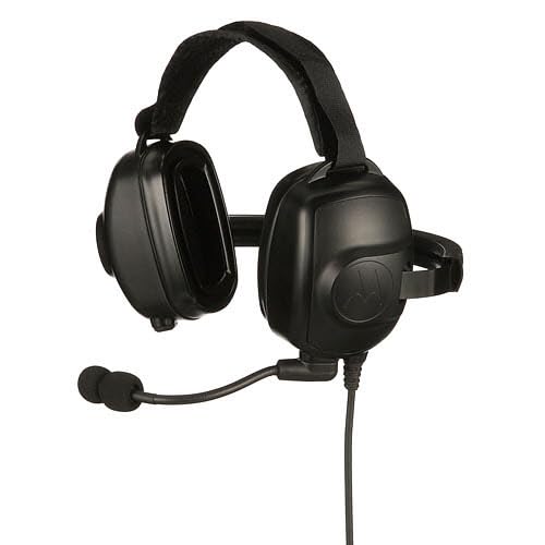 PMLN6853A Motorola OEM, Behind Ear Headset Boom Mic, Noise Canceling, 24dB Noise Reduction, Push-to-Talk Button, APX Radio Compatible, Heavy-Duty, Industrial Use
