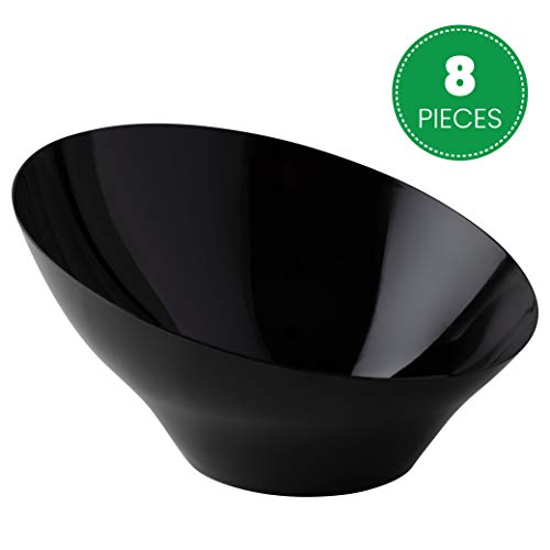 Plasticpro Disposable Angled Plastic Bowls Round Small Serving Bowls, Party Snack Or Salad Bowl, Heavy Duty, Elegant Black, Pack Of 8 #TOP1