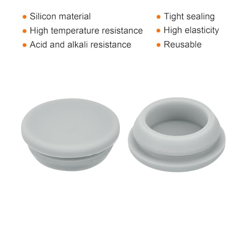 Image of MECCANIXITY 16pcs Silicone Snap in Locking Hole Plugs,20mm /0.8 Inch Mounting Diameter Narrow Groove Width 2mm Panel Seal Cover Round for Kitchen Bulkheads Waterproof Sealing Plugs Grey