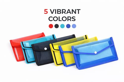 Image of Kosh Plastic Flexi Button Bag | Cheque Book Holder | Document Holder | Passbook Holder Cheque Pouch (Pack of 5)