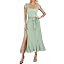 ANRABESS Bridesmaid Square Neck Ruffle Split Midi Dress