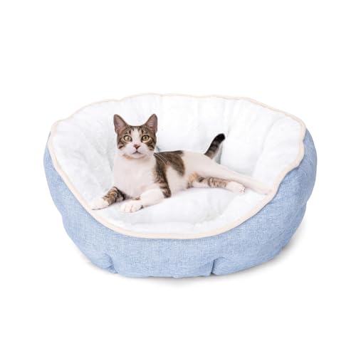 Nobleza - Camas para Gato, Cama Perro Pequeño, casa para Gatos en Interiores y cojín para Dormir, cálida para Invierno, Antideslizante, extraíble y Lavable, Azul, S, 47×42×18CM