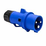 WEBMATEL Clavija Cetac 220V - IP54-2 P+T -16A - Enchufe Macho - Enchufe Industrial 3 Pines Monofásico - Conector Estanco Eléctrico