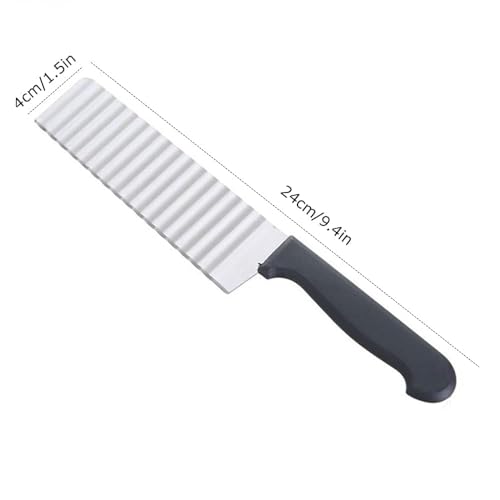 Image of Stainless Steel Wavy Blade Crinkle Cutter Knife - Vegetable & Potato Chip Slicer with Durable Nylon Handle - French Fry Cutter, Fruit, Salad, and Garnish Making Tool for Kitchen (Knife Black)