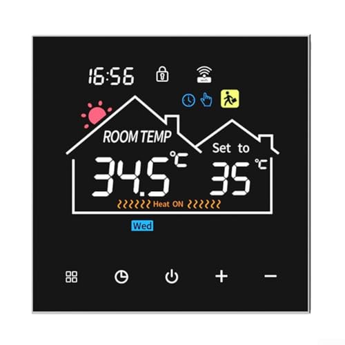 Controlador de temperatura inteligente WiFi, control remoto alimentado por pilas, termostato inalámbrico de ahorro compatible con control táctil (calefacción eléctrica de 16 A)