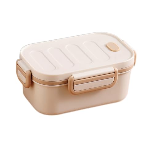 MerwDeeyt Kleine Brotdose Erwachsene Lunchbox mit Fächern, 1000ML Brotzeitbox Auslaufsicher Lunch Box Adult Brotbüchse für Männer Frauen, 2-Schicht Frühstücksbox Vesperdose Bento Box (Beige)