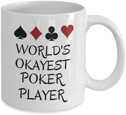 World's okayest poker player coffee mug - poker gifts for men unique - funny poker themed cup - man cave accessories for gamblers - gambling lover poker card game night mugs image 5