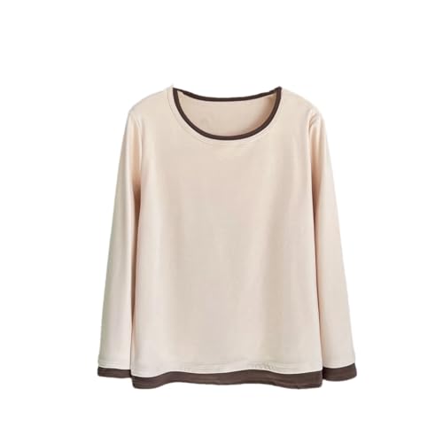 T-shirt chaud double face vêtement hiver col rond décontracté femme