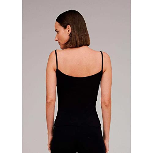 Camisete Básico Feminino Alças Finas Em Algodão - Preto P