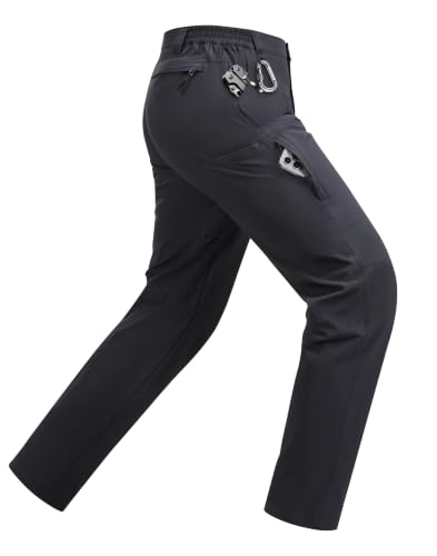 Mens Hiking Pants Lightweight Breathable Water Resistant Quick Dry Travel Outdoor Cargo Work Pants 6 Pockets Dark Grey 34Wx32L