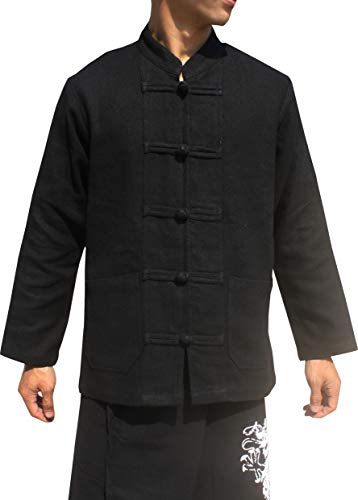 RaanPahMuang Quality Hemp Cotton Blend Shirt China Collar Long Sleeve Frog Button2