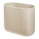 iDesign Small Slim Plastic Bathroom Trash Can, Garbage Can for Bedroom, Office, Desk, Dorm, Brown
