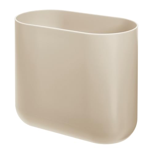 iDesign Small Slim Plastic Bathroom Trash Can, Brown
