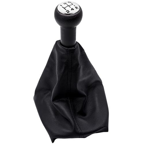 OBEST Pomo Palanca Cambio Coche Adecuado para Peugeot 306 406 206 207 307 309 106 205 206 3008 para Citroen C2 C3 C4, 5 Velocidad Pomos Palanca Coche con Cubierta antipolvo de Cuero PU Suave Negro