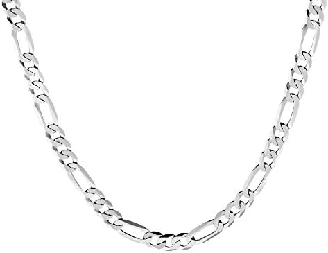 QUADRI - 925 Sterling Silver Figaro Chain for Men Women Girls Boys in Real Solid 5MM Italian Necklaces - 18 Inch - Diamond Cut - Made in Italy Certified - Gift Box Included