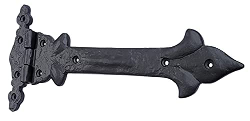 Image of Adonai Hardware Adonijah Antique Cast Iron Strap T Hinge (10 inch X 2 Pack, Matte Black) for Barn Doors, Gates, Shutters, Garages, Wooden Box, Fences, Sheds, Furniture, Chest and Trunks