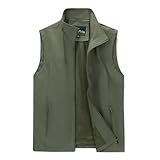 LBL Men’s Fishing Vest Outdoor Safari Utility Vest Casual Quick Dry Gilets Summer Lightweight Sleeveless Jacket Photography Travel Waistcoat Tops with Multi Pockets APH097 Army Green M